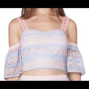 FOXIEDOX CLARINDA LACE CROPPED BLOUIS SHIRT TOP TEDO NEW